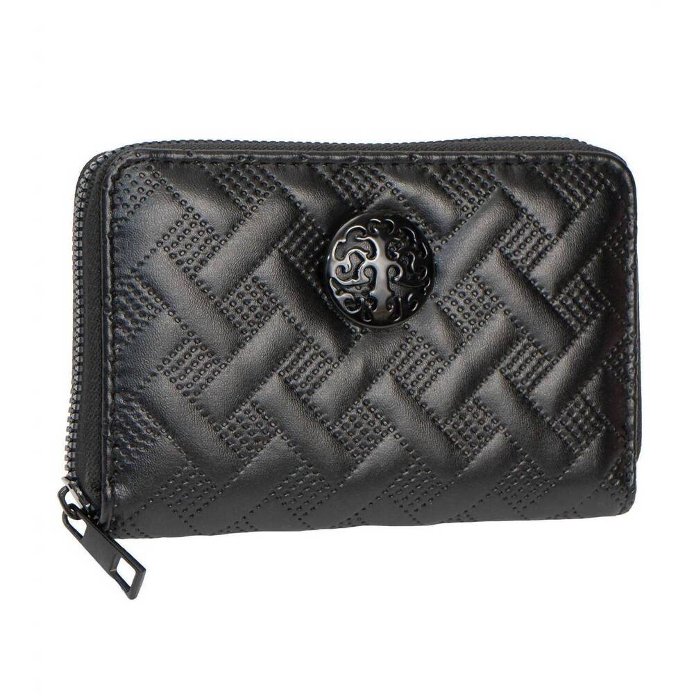 NEW REBECCA & RIFKA women's smooth basket weave quilt with medallion zip indexer